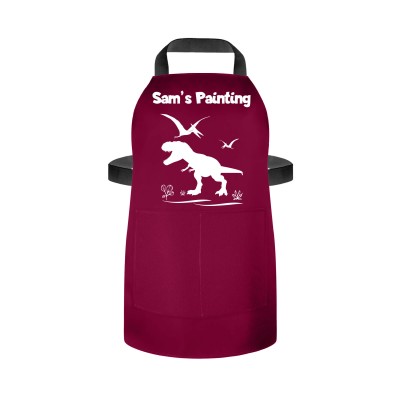 (55cm x 40cm) with Dinosaur Icon Burgundy Water Resistant Polyester Fabric (Personalised with Text) and Photo Printed Pocket