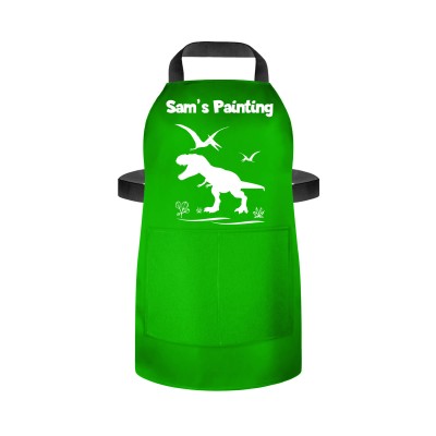 (55cm x 40cm) with Dinosaur Icon Bright Green Water Resistant Polyester Fabric (Personalised with Text) and Photo Printed Pocket