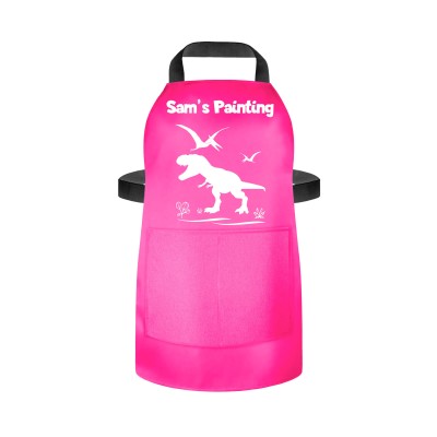 (55cm x 40cm) with Dinosaur Icon Hot Pink (Fuchsia) Water Resistant Polyester Fabric (Personalised with Text) and Photo Printed Pocket