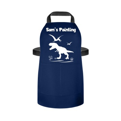 (55cm x 40cm) with Dinosaur Icon Navy Blue Water Resistant Polyester Fabric (Personalised with Text) and Photo Printed Pocket
