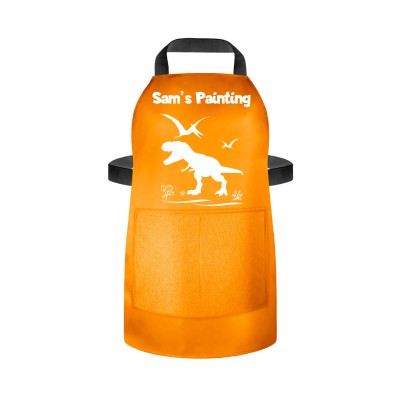 (55cm x 40cm) with Dinosaur Icon Burnt Orange Water Resistant Polyester Fabric (Personalised with Text) and Photo Printed Pocket