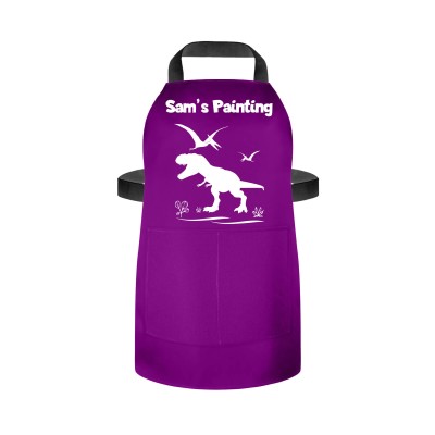 (55cm x 40cm) with Dinosaur Icon Purple Water Resistant Polyester Fabric (Personalised with Text) and Photo Printed Pocket