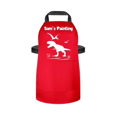 (55cm x 40cm) with Dinosaur Icon Red Water Resistant Polyester Fabric (Personalised with Text) and Photo Printed Pocket