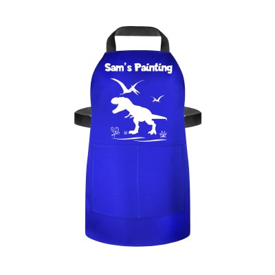 (55cm x 40cm) with Dinosaur Icon Royal Blue Water Resistant Polyester Fabric (Personalised with Text) and Photo Printed Pocket