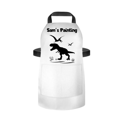 (55cm x 40cm) with Dinosaur Icon White Water Resistant Polyester Fabric (Personalised with Text) and Photo Printed Pocket