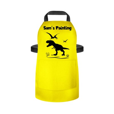 (55cm x 40cm) with Dinosaur Icon Yellow Water Resistant Polyester Fabric (Personalised with Text) and Photo Printed Pocket