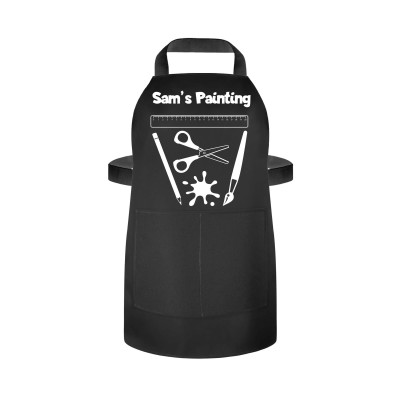 (55cm x 40cm) with Paint & Craft Icon Black Water Resistant Polyester Fabric (Personalised with Text) and Photo Printed Pocket