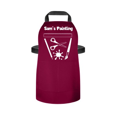 (55cm x 40cm) with Paint & Craft Icon Burgundy Water Resistant Polyester Fabric (Personalised with Text) and Photo Printed Pocket