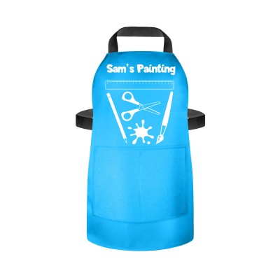 (55cm x 40cm) with Paint & Craft Icon Sky Blue Water Resistant Polyester Fabric (Personalised with Text) and Photo Printed Pocket