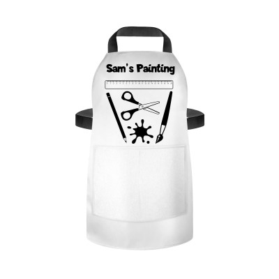 (55cm x 40cm) with Paint & Craft Icon White Water Resistant Polyester Fabric (Personalised with Text) and Photo Printed Pocket