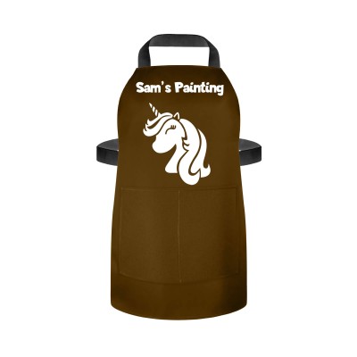 (55cm x 40cm) (Unicorn Icon) Brown Water Resistant Polyester Fabric (Personalised with Text) and Photo Printed Pocket