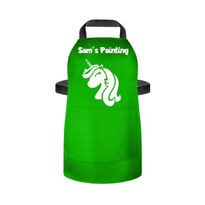 (55cm x 40cm) (Unicorn Icon) Bright Green Water Resistant Polyester Fabric (Personalised with Text) and Photo Printed Pocket