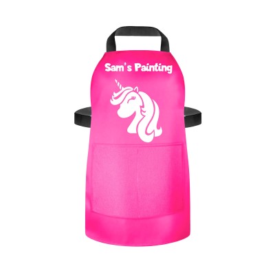 (55cm x 40cm) (Unicorn Icon) Hot Pink (Fuchsia) Water Resistant Polyester Fabric (Personalised with Text) and Photo Printed Pocket
