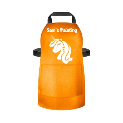 (55cm x 40cm) (Unicorn Icon) Burnt Orange Water Resistant Polyester Fabric (Personalised with Text) and Photo Printed Pocket
