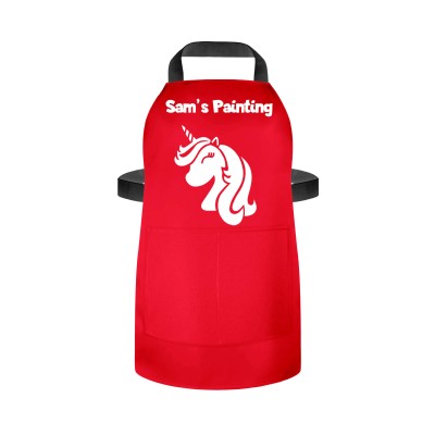 (55cm x 40cm) (Unicorn Icon) Red Water Resistant Polyester Fabric (Personalised with Text) and Photo Printed Pocket