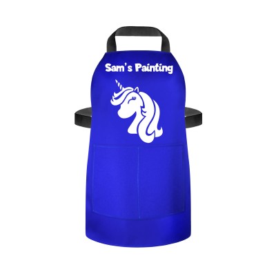 (55cm x 40cm) (Unicorn Icon) Royal Blue Water Resistant Polyester Fabric (Personalised with Text) and Photo Printed Pocket
