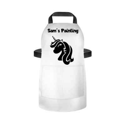 (55cm x 40cm) (Unicorn Icon) White Water Resistant Polyester Fabric (Personalised with Text) and Photo Printed Pocket