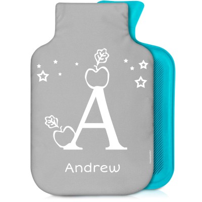 2 Litre with Alphabet Theme Grey Soft Velvet Polyester Fabric (Personalised with Text)