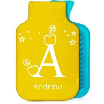 2 Litre with Alphabet Theme Yellow Soft Velvet Polyester Fabric (Personalised with Text)