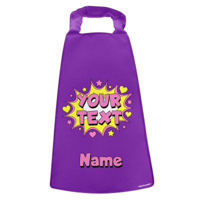 with Hearts & Stars Design Purple Water Resistant Polyester Fabric (Personalised with Text)