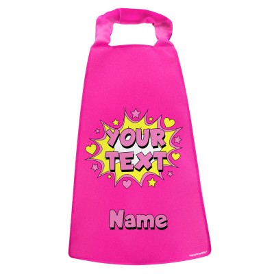 with Hearts & Stars Design Hot Pink (Fuchsia) Water Resistant Polyester Fabric (Personalised with Text)