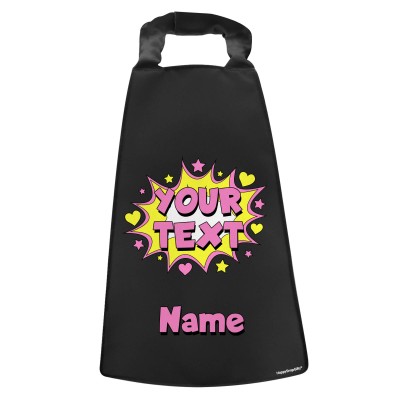 with Hearts & Stars Design Black Water Resistant Polyester Fabric (Personalised with Text)
