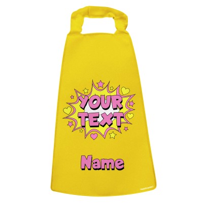 with Hearts & Stars Design Yellow Water Resistant Polyester Fabric (Personalised with Text)
