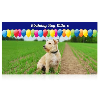 with Balloon Design (Navy Blue) 150cm x 55cm (70gsm) (Personalised with Text)