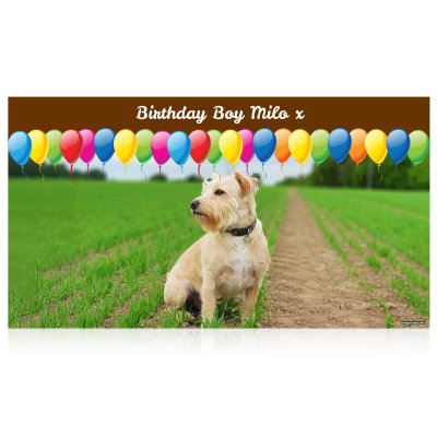 with Balloon Design (Brown) 200cm x 110cm (70gsm) (Personalised with Text)