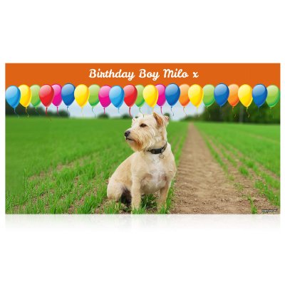 with Balloon Design (Orange) 200cm x 75cm (70gsm) (Personalised with Text)