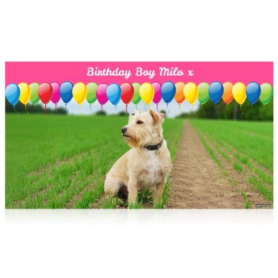 with Balloon Design (Pink) 110cm x 55cm (70gsm) (Personalised with Text)