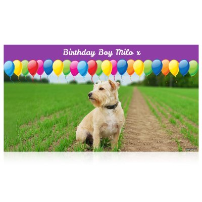 with Balloon Design (Purple) 150cm x 75cm (70gsm) (Personalised with Text)