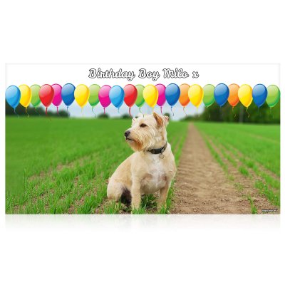 with Balloon Design (White) 150cm x 75cm (70gsm) (Personalised with Text)