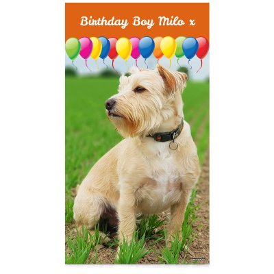 with Balloon Design (Orange) 55cm x 110cm (Personalised with Text)