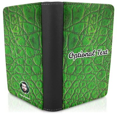 (UK Standard 21cm) - Crocodile Leather Design Bright Green (Personalised with Text)