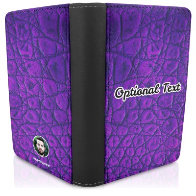 (UK Standard 21cm) - Crocodile Leather Design Purple (Personalised with Text)