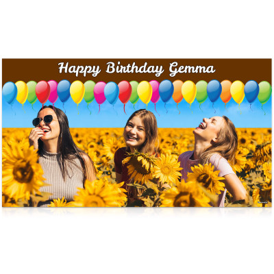 with Balloon Design (Brown) 55cm x 110cm (Personalised with Text)