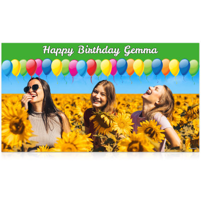 with Balloon Design (Green) 55cm x 110cm (Personalised with Text)