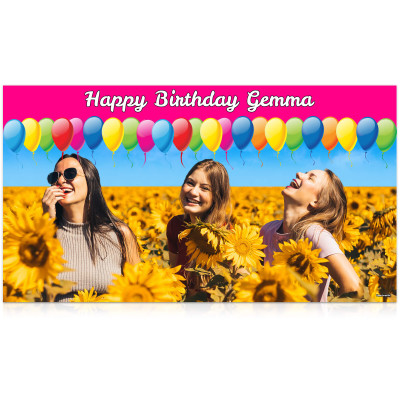 with Balloon Design (Pink) 110cm x 200cm (Personalised with Text)