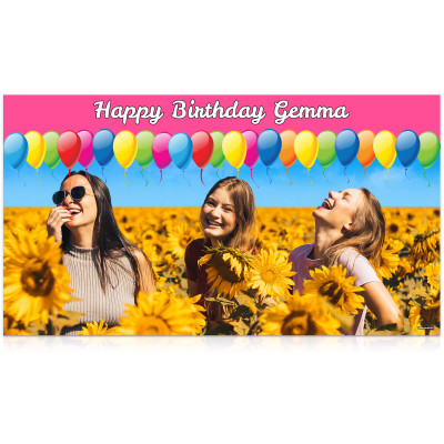 with Balloon Design (Pink) 55cm x 110cm (Personalised with Text)