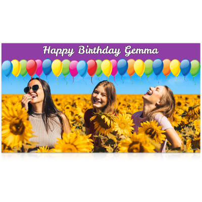 with Balloon Design (Purple) 55cm x 150cm (Personalised with Text)
