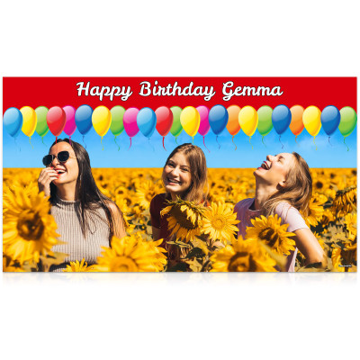 with Balloon Design (Red) 55cm x 110cm (Personalised with Text)
