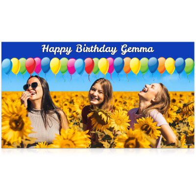 with Balloon Design (Navy Blue) 55cm x 150cm (Personalised with Text)