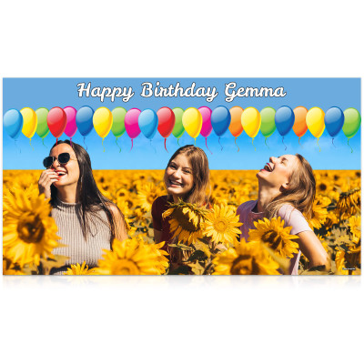 with Balloon Design (Sky Blue) 55cm x 150cm (Personalised with Text)