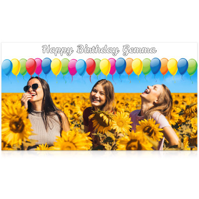with Balloon Design (White) 55cm x 110cm (Personalised with Text)