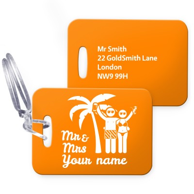 (10cm x 7cm) (Mrs & Mrs Cheers) Burnt Orange with Clear Loop (Personalised with Text)