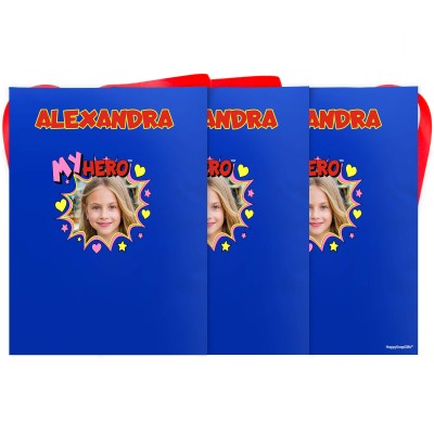 - 5 Metres with 12 Rectangle Flags (28cm) with Hearts & Stars Design Mock Suede Polyester Fabric (Personalised with Text)