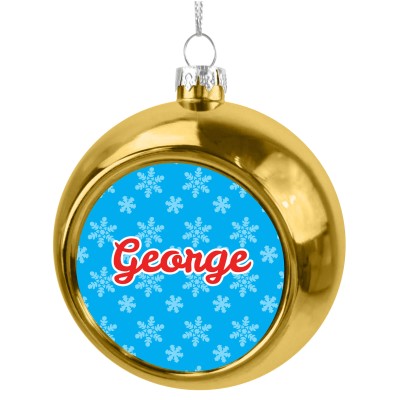 (Gold) - Snowflakes on Blue Design (Personalised with Text)