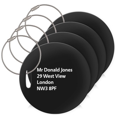 (10cm Circle) Black with Metal Loop (Personalised with Text)