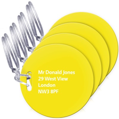 (10cm Circle) Yellow with Clear Loop (Personalised with Text)